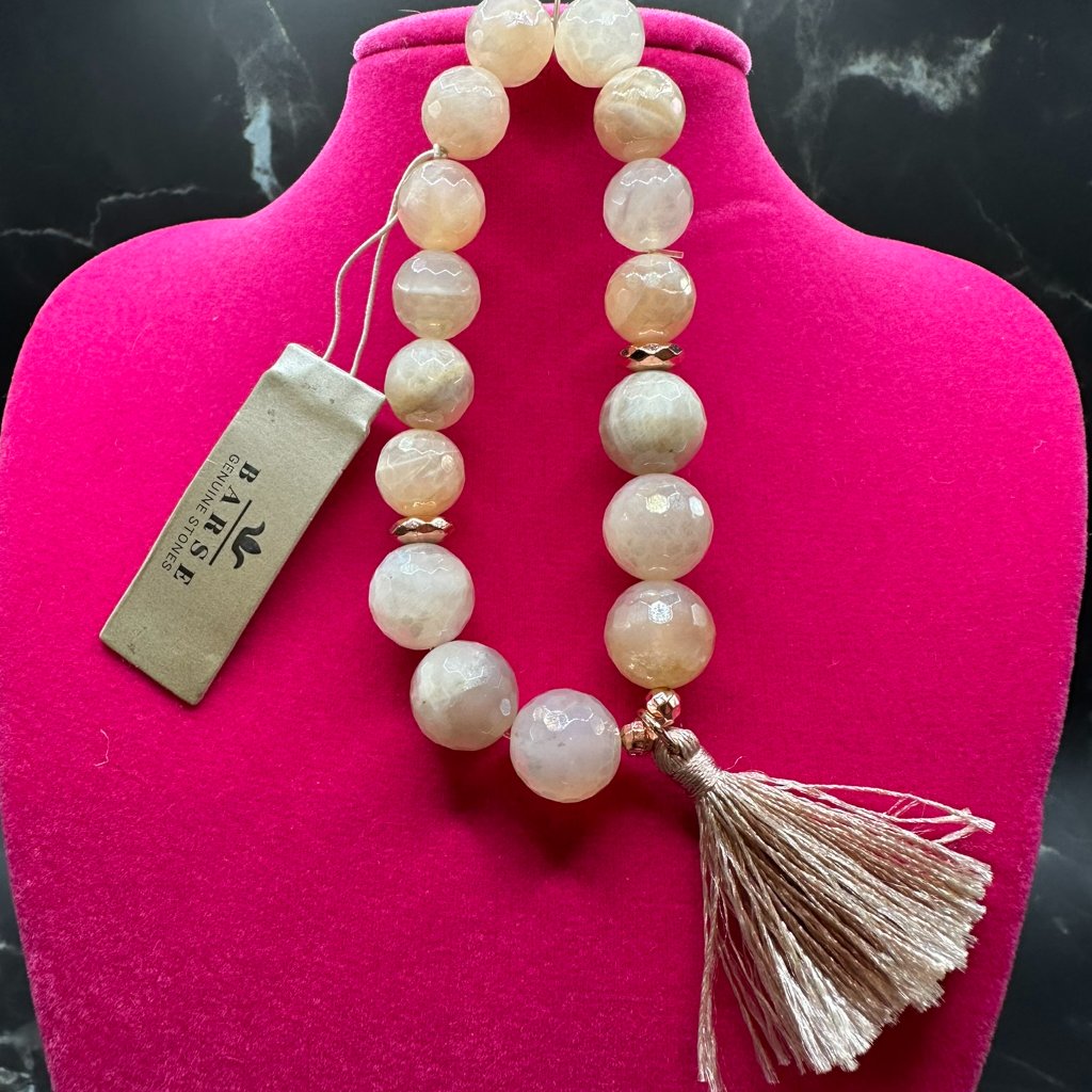 Barse Matte Pink Magnesite Beaded Stretch Bracelet WTassel 20$